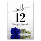 Numéro De Table Reflet Royal Blue Rose Mariage élégant (Dos)