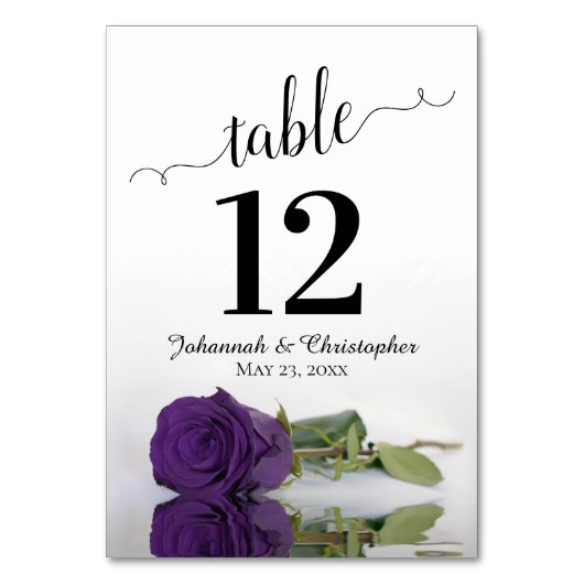 Numéro De Table Reflet Royal Purple Rose Mariage élégant (Par défaut)