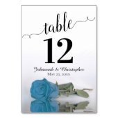 Numéro De Table Reflet Sky Blue Turquoise Rose Élégant mariage (Dos)