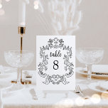 Numéro De Table Regal noir et blanc | Cadre baroque Vintage<br><div class="desc">Ces élégantes et luxueuses cartes de numéro de table mariage sont dotées d'un cadre vintage d'art de ligne au style baroque orné. Le design est noir et blanc. La calligraphie de script moderne et le texte classique, ainsi que vos initiales ou monogrammes, en font un choix contemporain élégant et à...</div>