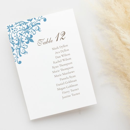 Numéro De Table Regency French Blue Fleur de Lis Mariage Motif