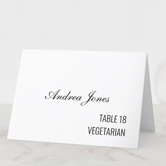 Numéro De Table Repas Choix Nom du client Black Script Place Card