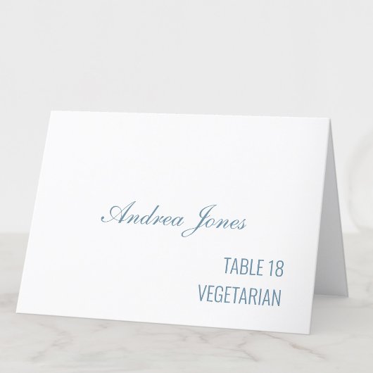 Numéro De Table Repas Choix Nom du client Dusty Blue Place Card