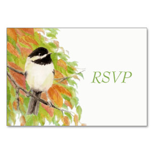 Numéro De Table Réponse de mariage à l'aquarelle automne mésange