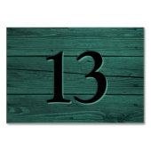 Numéro De Table Restaurant Teal Vert Rustique Faux Gravé (Devant)