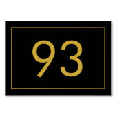 Numéro De Table Restaurant Texte Or Noir Minimaliste (Dos)