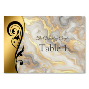 Numéro De Table Résumé L'or sur les textures de marbre noir et mix
