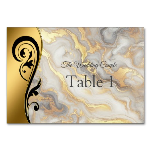 Numéro De Table Résumé L'or sur les textures de marbre noir et mix (Devant)