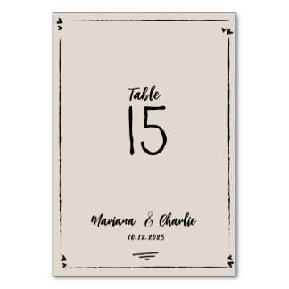 Numéro De Table Retro Grey Hand Drawn Illustrated Wedding