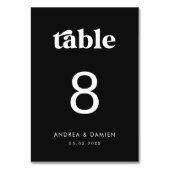 Numéro De Table Retro | Mariage minimaliste moderne noir (Par défaut)