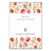 Numéro De Table Retro Pastel Boho Fleur sauvage Mariage Place Card (Par défaut)