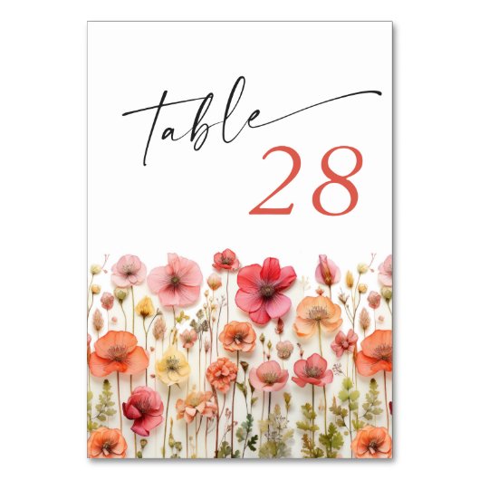 Numéro De Table Retro Pastel Pink Boho Fleur sauvage Détails sur l (Par défaut)