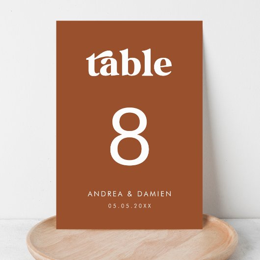Numéro De Table Retro | Terracotta Moderne Simple Minimal Mariage