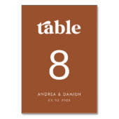 Numéro De Table Retro | Terracotta Moderne Simple Minimal Mariage (Dos)