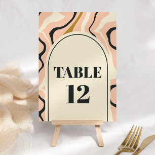 Numéro De Table Rétro Tourbillon Arche Rose Noir Or Crème Mariage
