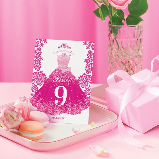 Numéro De Table Rêve de mode rose Princesse Gown Quinceanera Party