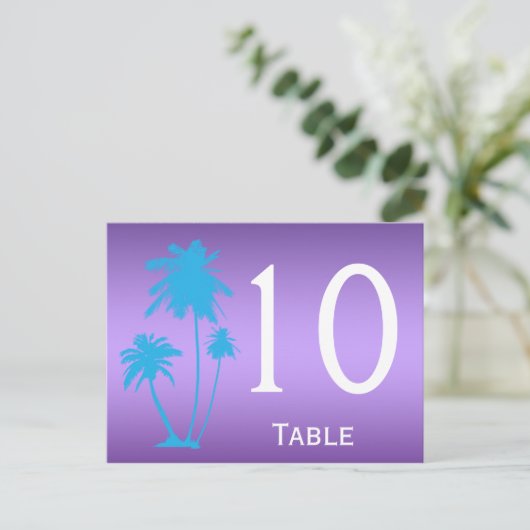 Numéro de table réversible de fleurs violettes et  (Debout devant)