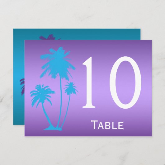 Numéro de table réversible de fleurs violettes et  (Devant / Derrière)