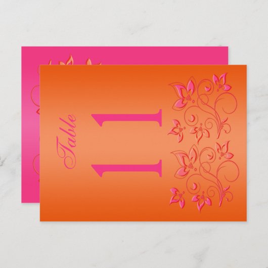 Numéro de table réversible rose et orange (Devant / Derrière)