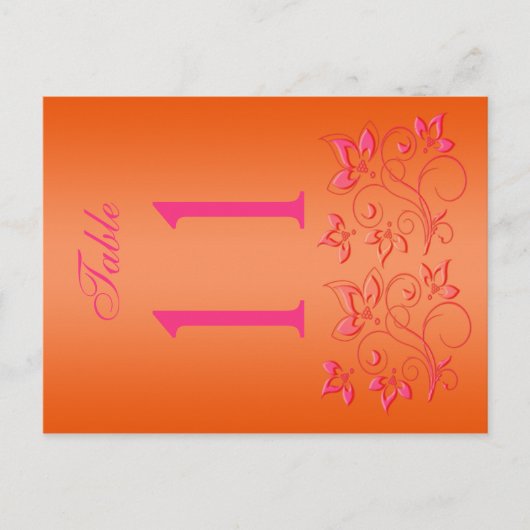 Numéro de table réversible rose et orange (Devant)