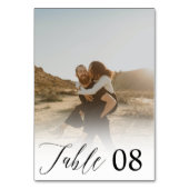 Numéro De Table Revêtement blanc élégant calligraphie mariage phot (Par défaut)