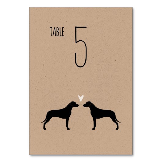 Numéro De Table Rhodesian Ridgeback Silhouettes Réception de maria (Dos)