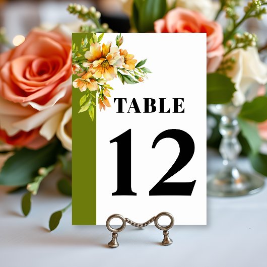 Numéro De Table Rhododendron fleurs orange jaune mariage