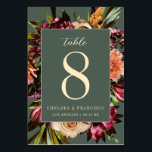 Numéro De Table Richesse du Mariage floral vert du printemps<br><div class="desc">Customisez tout le texte,  les polices de couleur,  les cercles et l'échelle ou déplacez les graphiques</div>