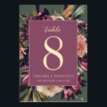 Numéro De Table Richesse du Mariage floral vert pourpre du printem<br><div class="desc">Customisez tout le texte,  les polices de couleur,  les cercles et l'échelle ou déplacez les graphiques</div>