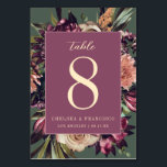 Numéro De Table Richesse du Mariage floral vert pourpre du printem<br><div class="desc">Customisez tout le texte,  les polices de couleur,  les cercles et l'échelle ou déplacez les graphiques</div>
