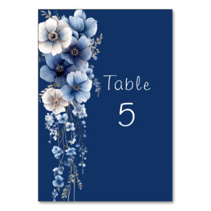 Numéro De Table Rideau floral bleu blanc aquarelle étoiles