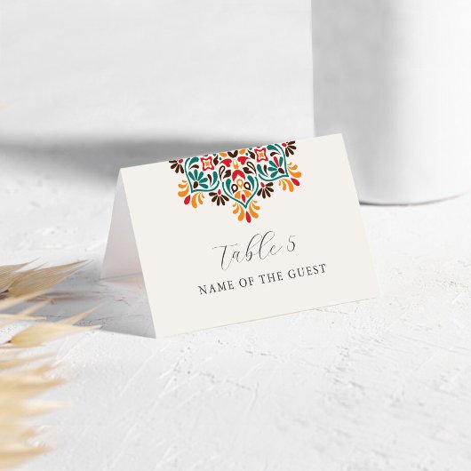 Numéro De Table Rising Boho Indo Floral Mandala Wedding Place Card
