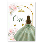 Numéro De Table Robe Verte Sage Or Royale Princesse XV Años (Dos)