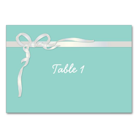 Numéro De Table Robin's Egg Blue Jewelry Box avec ruban blanc (Devant)