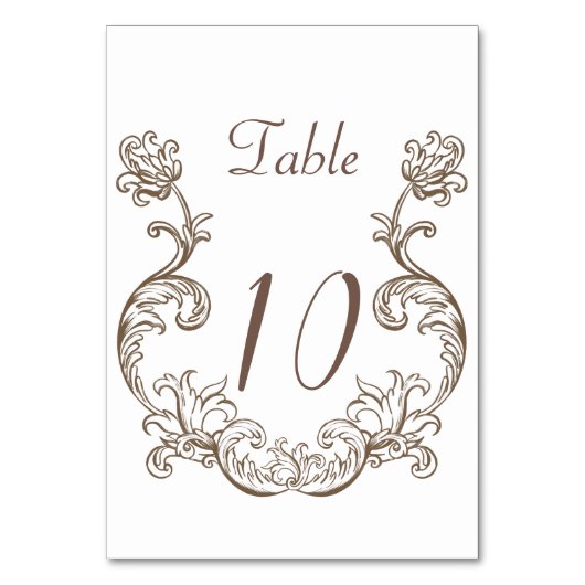 Numéro De Table Rococo Florentine Monochrome (Dos)