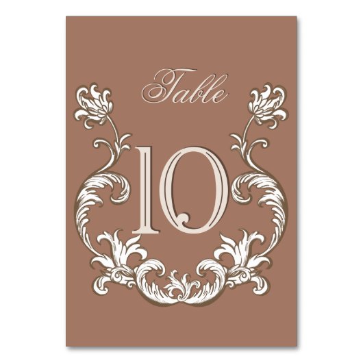 Numéro De Table Rococo Mocha Florentine Monochrome Mousse (Par défaut)