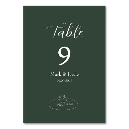 Numéro De Table ROE Dusky Green & White Simple Mariage (Par défaut)