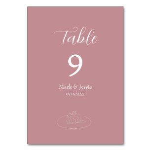 Numéro De Table ROE rose et blanc Mariage simple