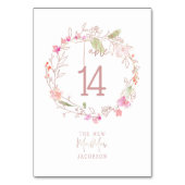 Numéro De Table Romance Blushing, Sweetpeas Floral Wreath (Dos)
