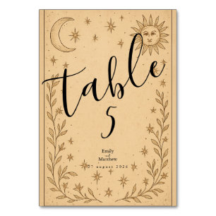 Numéro De Table Romance céleste Conception mystique du soleil et d