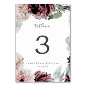 Numéro De Table Romance florale Numéro de tableau (Dos)
