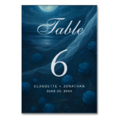 Numéro De Table Romantic Blue Moonlit Beach Wedding (Dos)