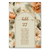 Numéro De Table Romantic Boho Rust Ivory Olive Floral Table Number (Dos)
