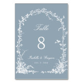 Numéro De Table Romantic Botanical Arch Garden Wedding Dusty Blue (Dos)
