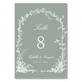 Numéro De Table Romantic Botanical Arch Garden Wedding Sage Green (Dos)
