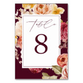 Numéro De Table Romantic Deep Burgundy Floral  Bridal Shower  (Par défaut)