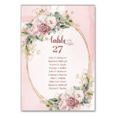 Numéro De Table Romantic Dusty Pink Flowers Greenery Table Numbers (Dos)