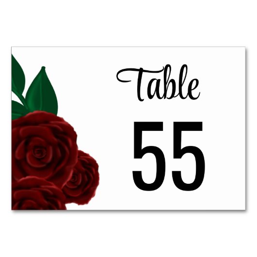 Numéro De Table Romantic Fall mariage extérieur belle roses rouges (Devant)