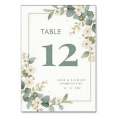 Numéro De Table Romantic Floral & Eucalyptus Branches Wedding (Dos)