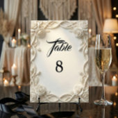 Numéro De Table Romantic Ivory Cream Faux Relief
